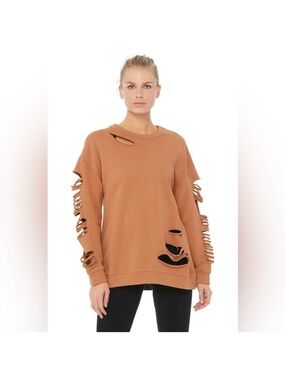 Alo Yoga Distressed Crewneck Sweatshirt Size Large